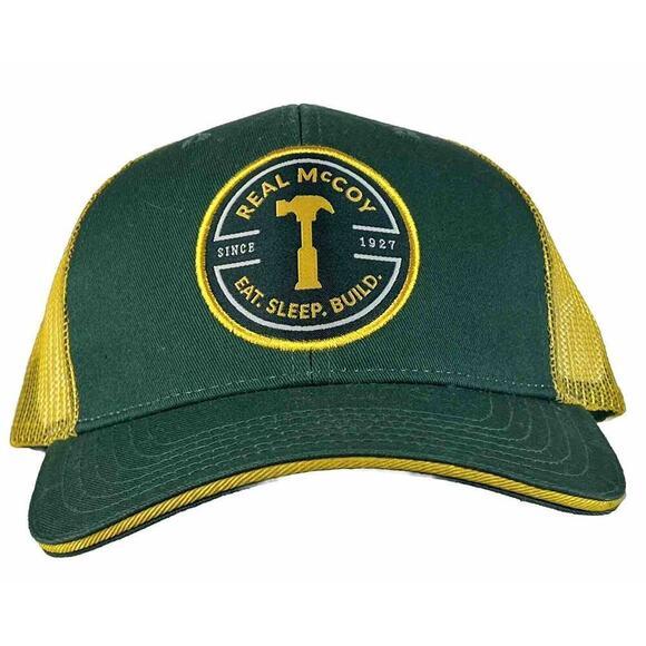 McCoy's Building Supplly Real McCoy Green And Yellow Trucker Snapback Hat Cap - Picture 1 of 6
